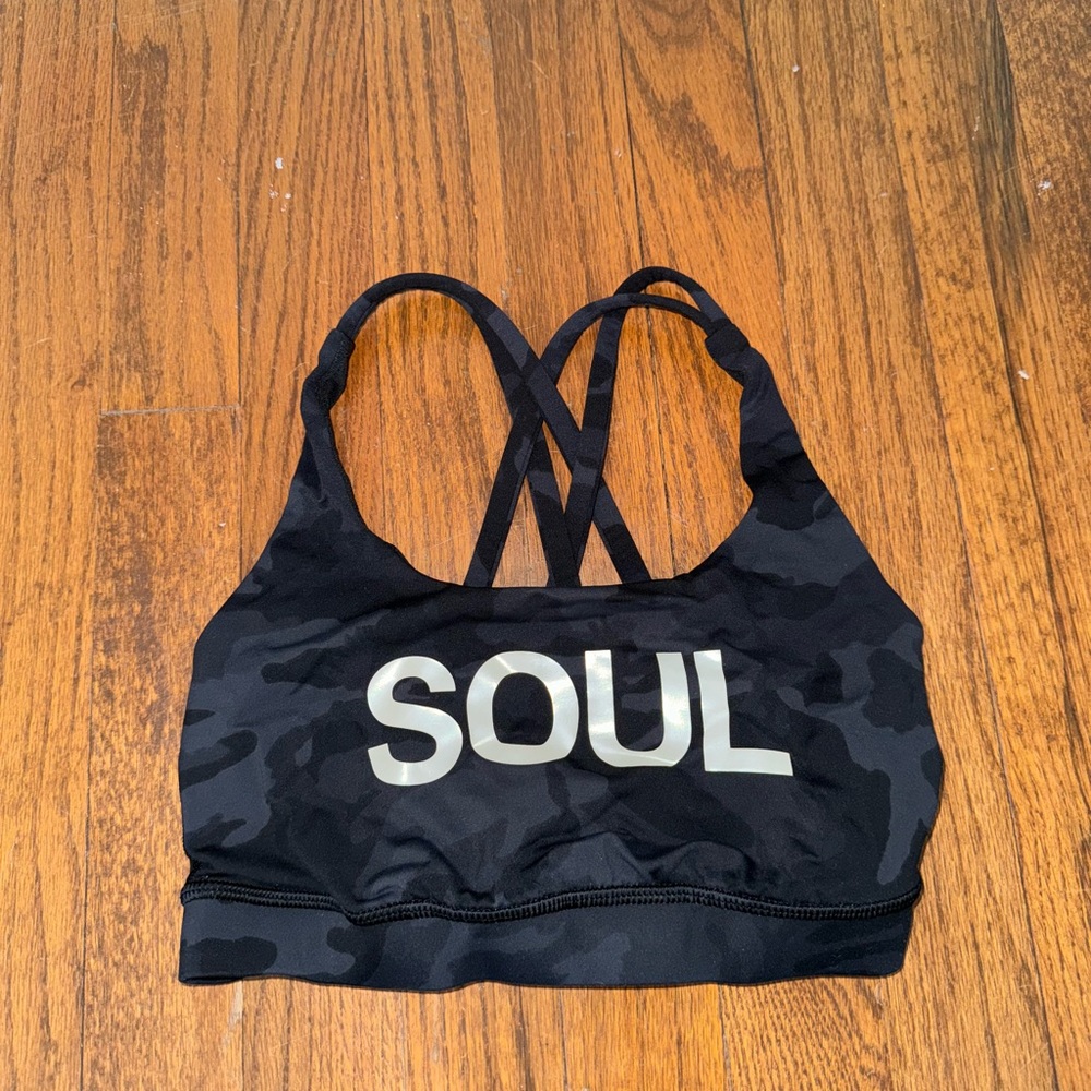 Lululemon x Soulcycle Energy Sports bra black camo